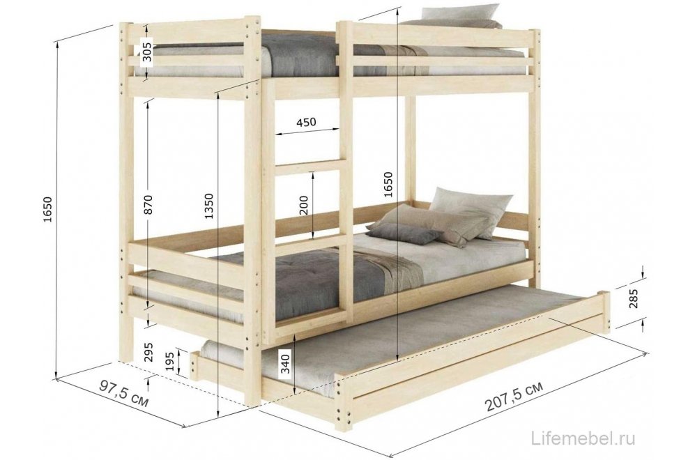 Двухъярусная кровать Гермес 90х200
