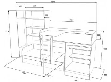 Детская кровать Лео дуб молочный / дуб шамони