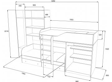 Детская кровать Лео дуб сонома / дуб шамони