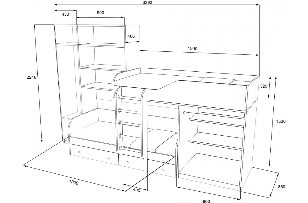 Двухъярусная кровать Лео дуб сонома / оранжевый