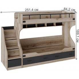 Двухъярусная кровать Окланд СМ-324.11.001 с лестницей