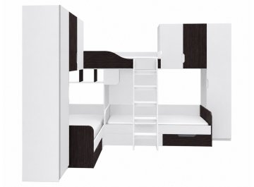 Детская кровать Трио 3 белый / венге