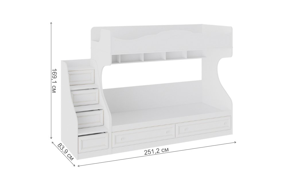 Кровать двухъярусная Франческа СМ-312.11.001 80 х 200 см дуб седан с приставной лестницей