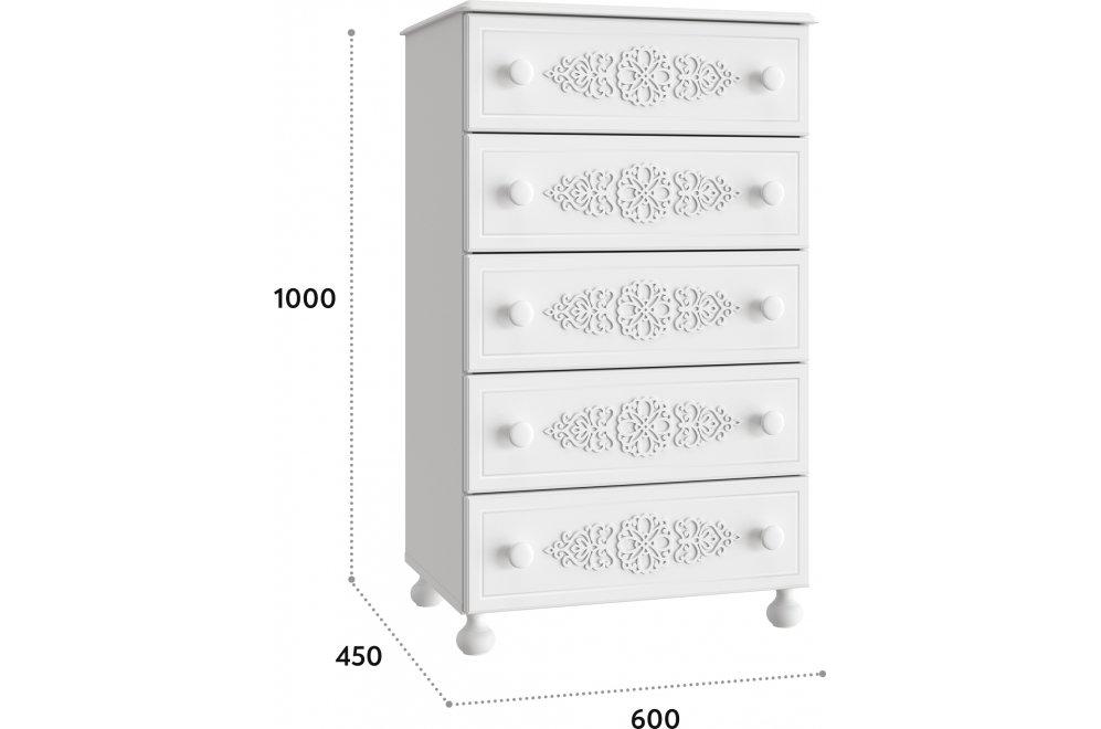 Комод Ассоль АС-62 белое дерево