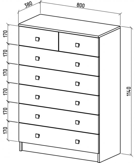 Комод Бостон-12 дуб молочный