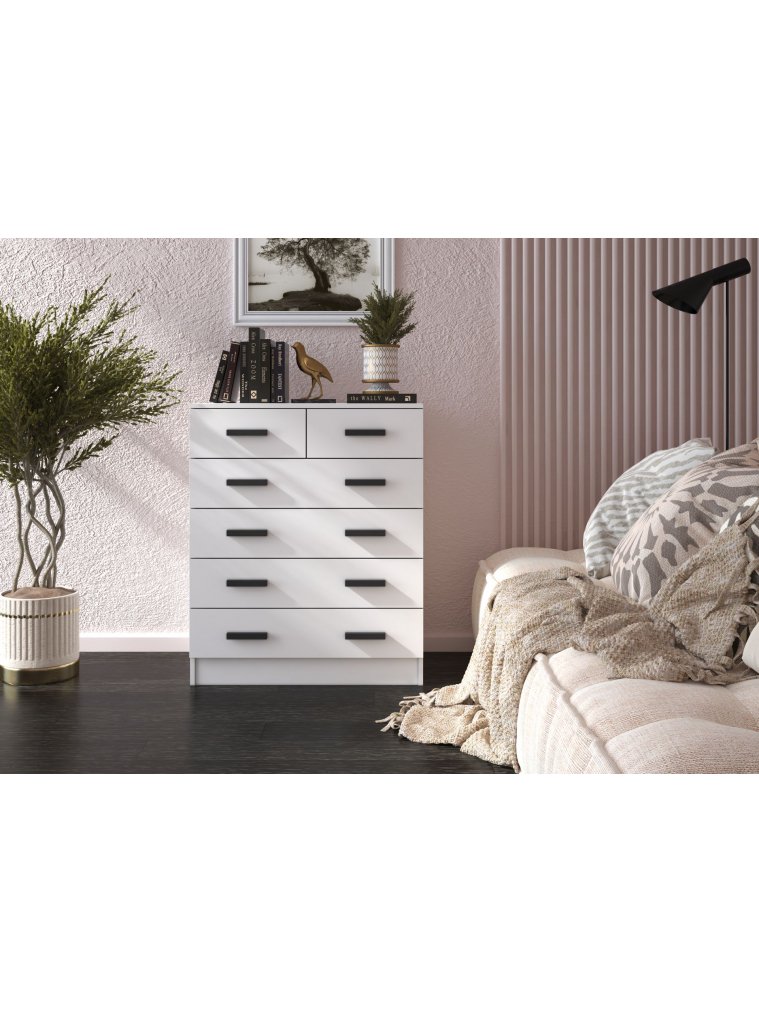 Комод Бостон 6 ящиков белый ЛДСП