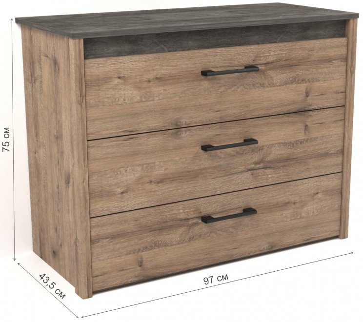 Комод Денвер малый дуб веллингтон