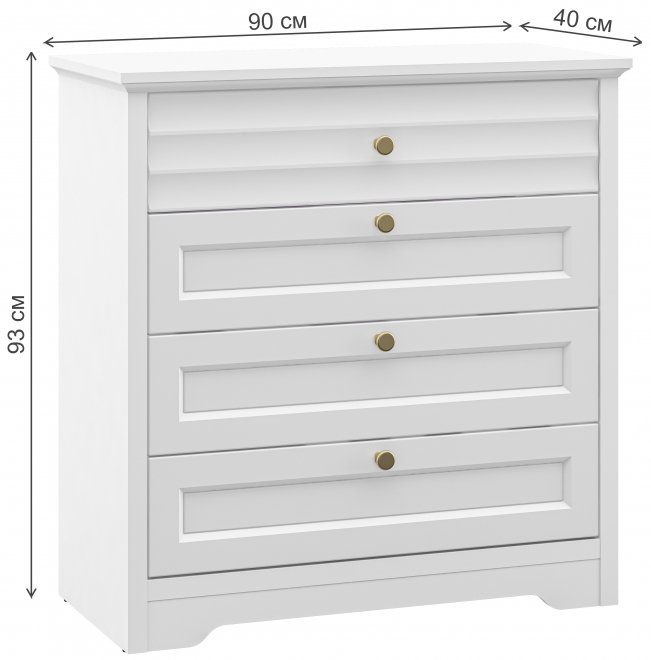 Комод Денвер МН-040-11 белый / белый матовый