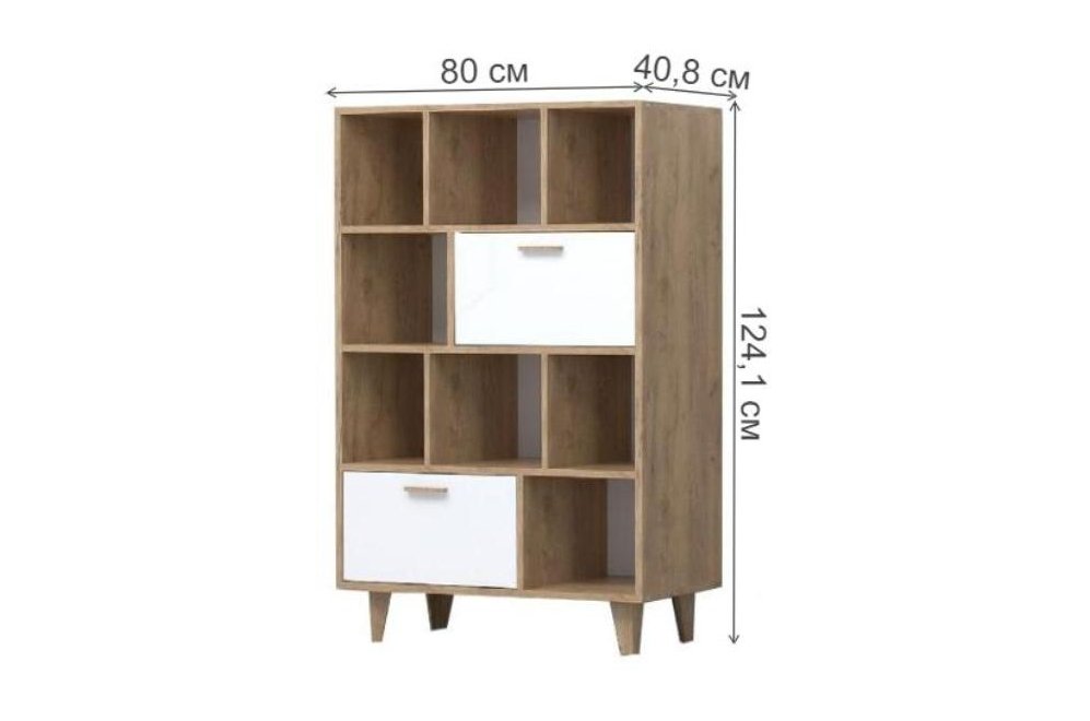 Комод Эго К-1 на ножках дуб крафт золотой / белый глянец