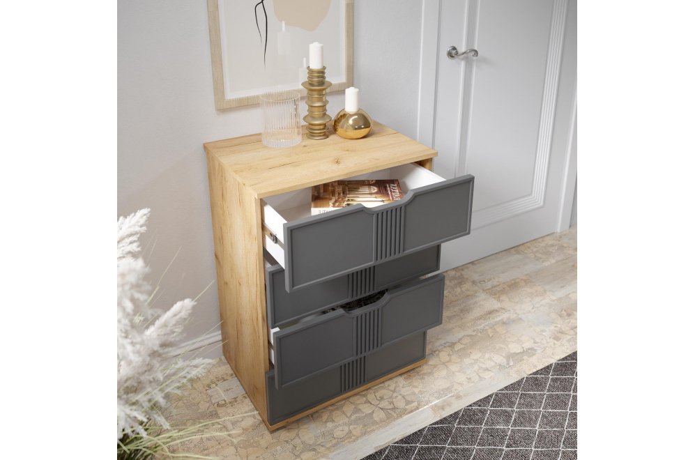 Комод Эмилия ЭЛ-19 дуб крафт золотой / графит