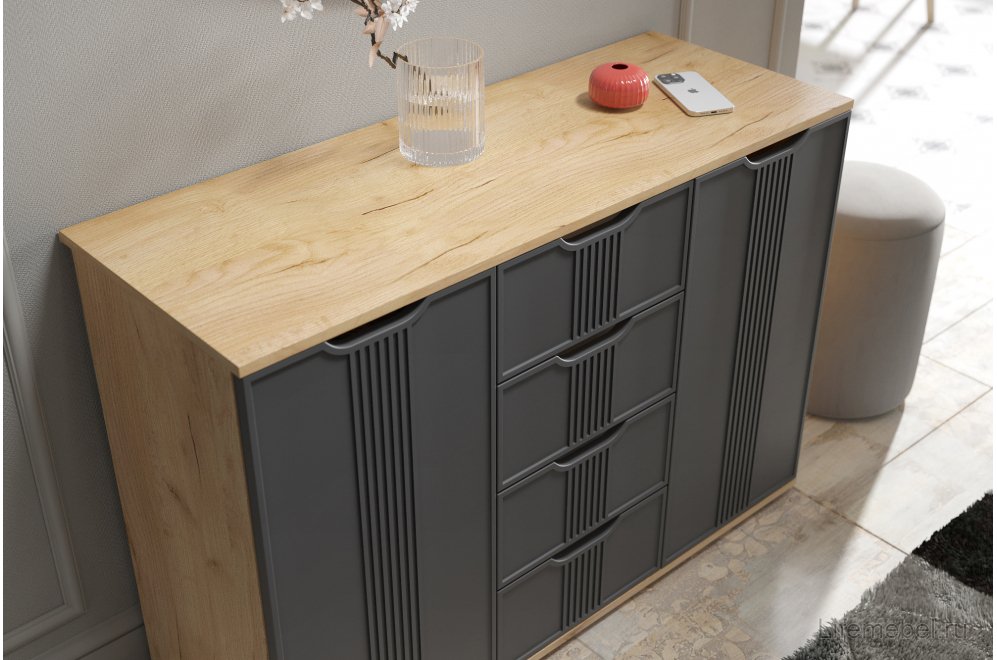 Комод Эмилия ЭЛ-21 дуб крафт золотой / графит