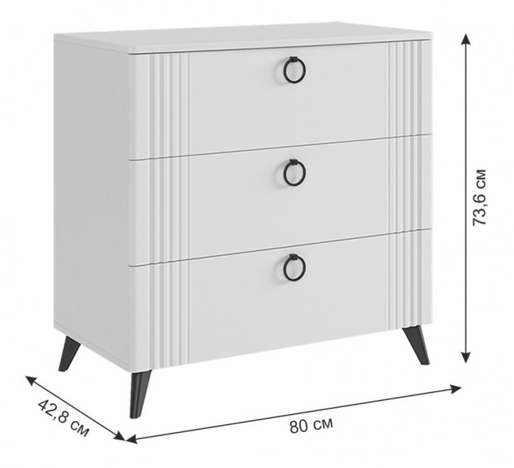 Комод Ева белое дерево / белый матовый