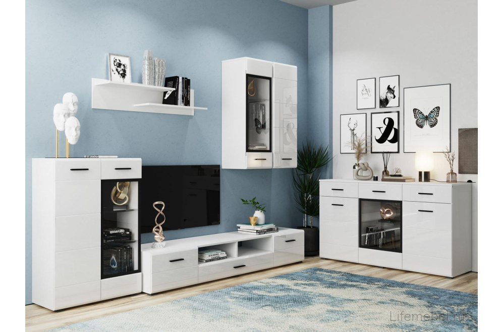 Комод Shine 150 белый / белый глянец