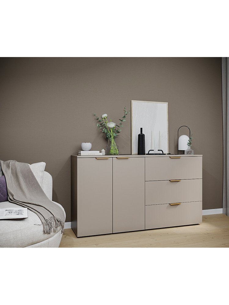 Комод Голд Бостон глиняный / серый ЛДСП