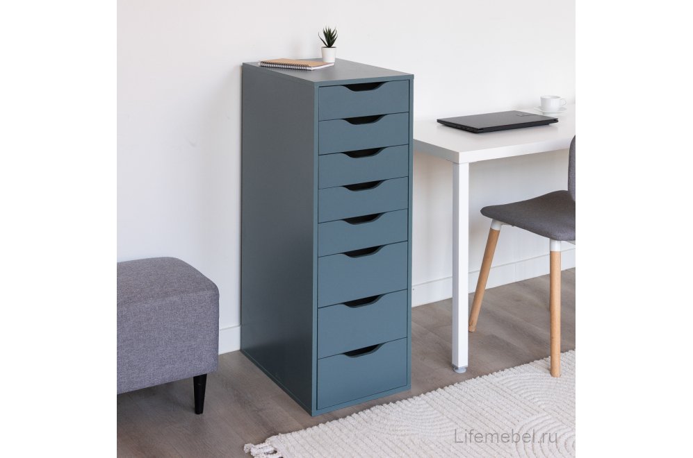 Комод Ингар 8 серый / бирюзовый