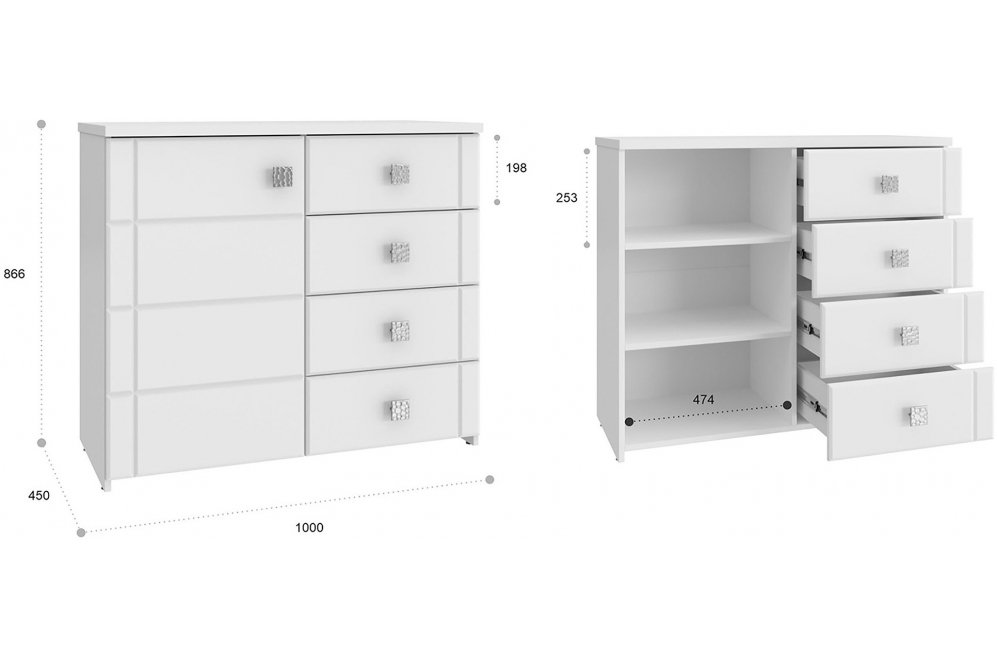 Комод Изабель ИЗ-52К белое дерево