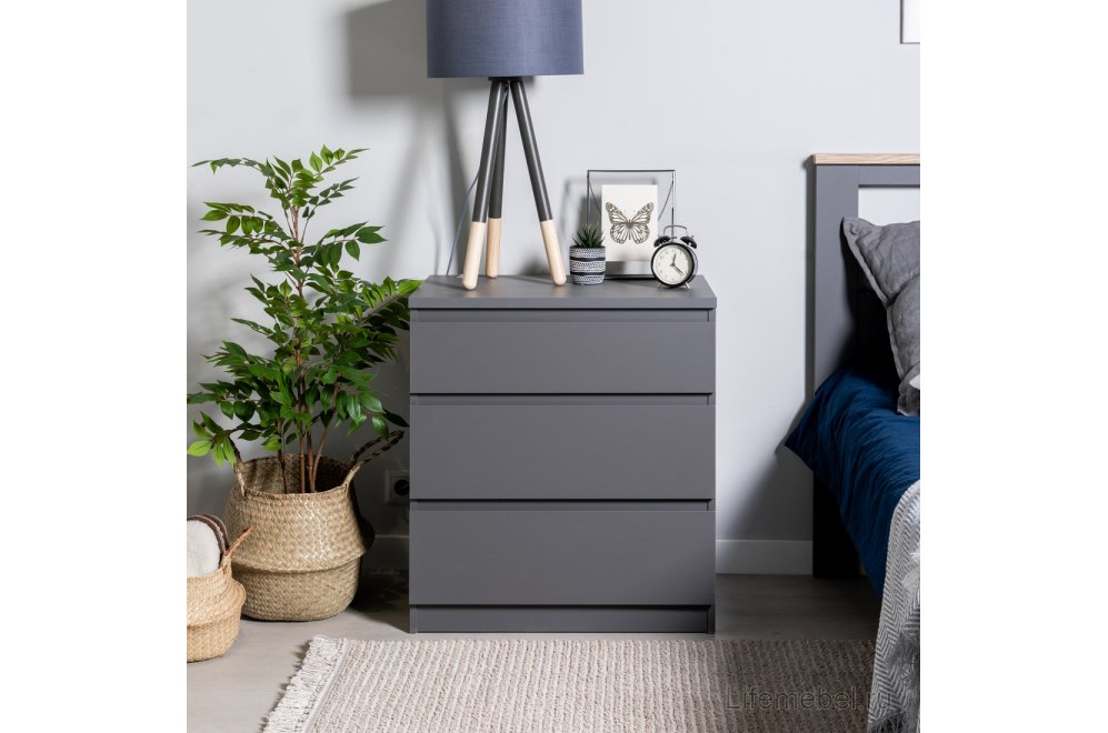 Комод Кастор 3 ящика серый