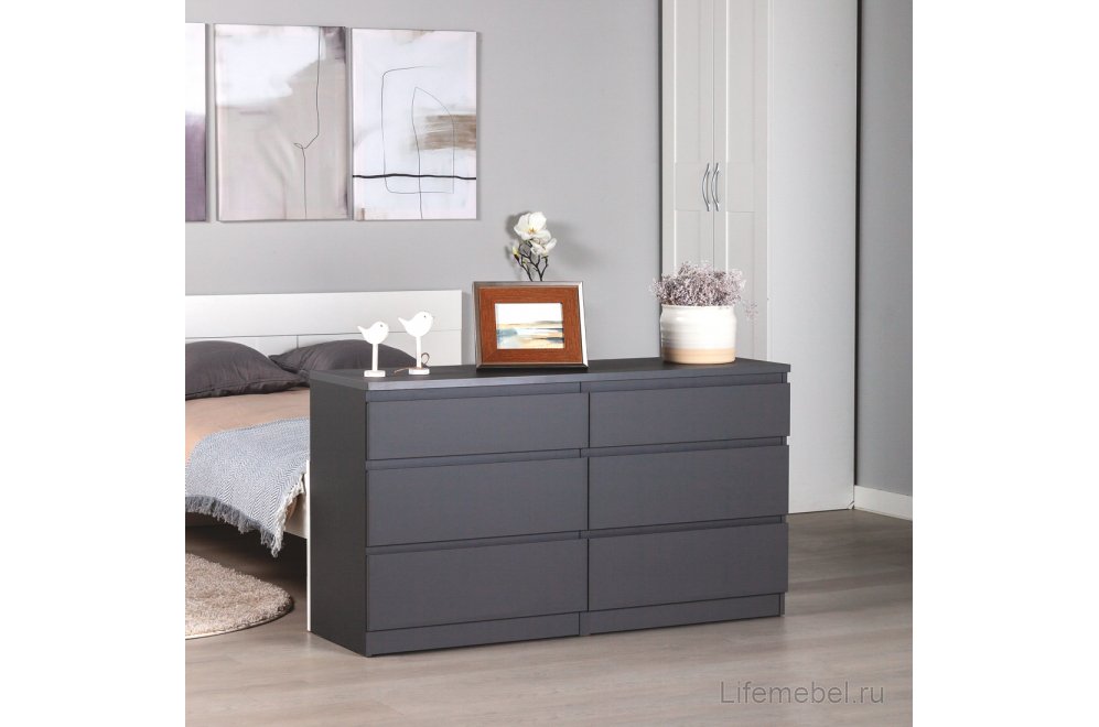 Комод Кастор 6 ящиков серый