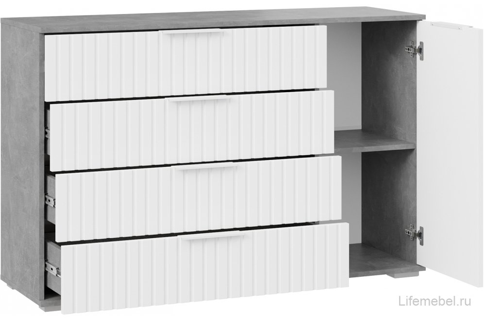 Комод Хилтон ателье светлый / белый матовый