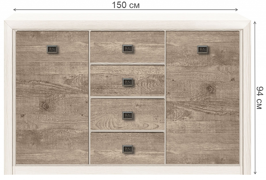 Комод Коен КОМ2D4S ясень снежный / сосна натуральная