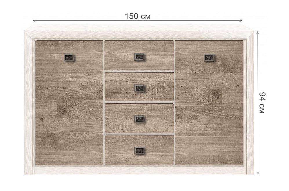 Комод Коен КОМ2D4S ясень снежный / сосна натуральная