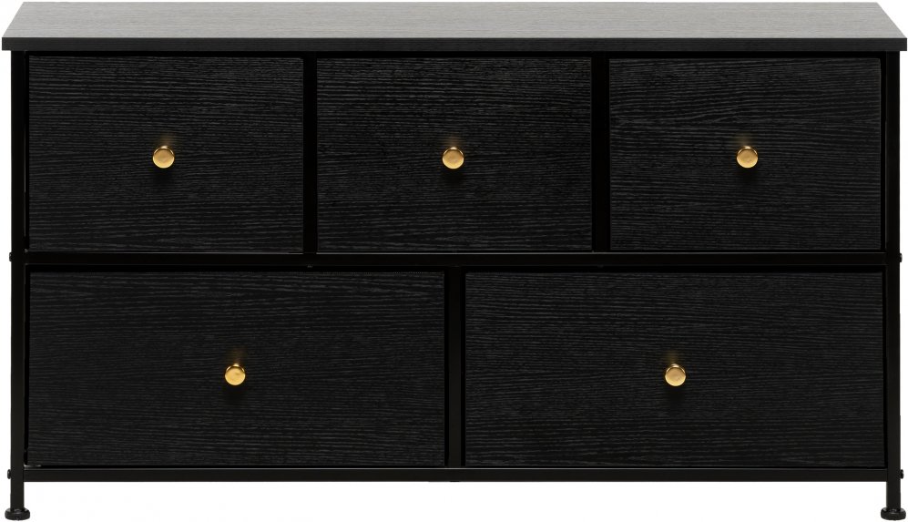 Комод Линкс широкий 5 ящиков черный