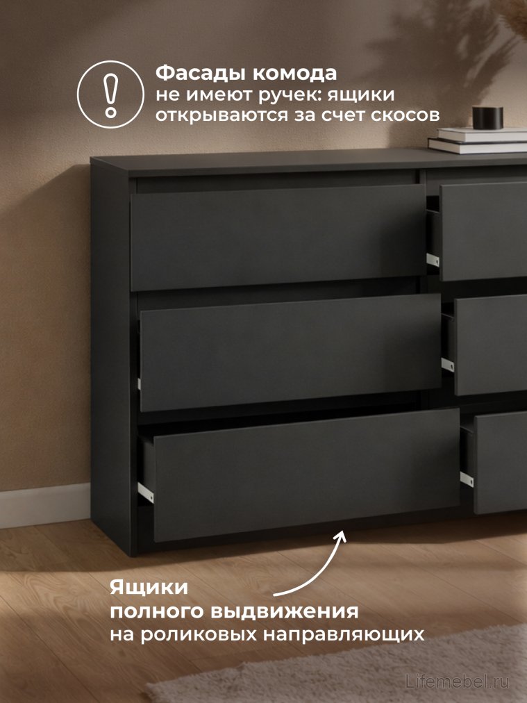 Комод Мадера К6М ЛДСП графит новый
