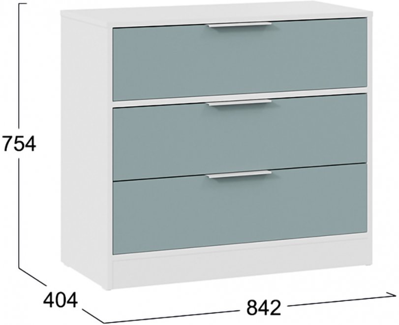 Комод Марли белый / серо-голубой