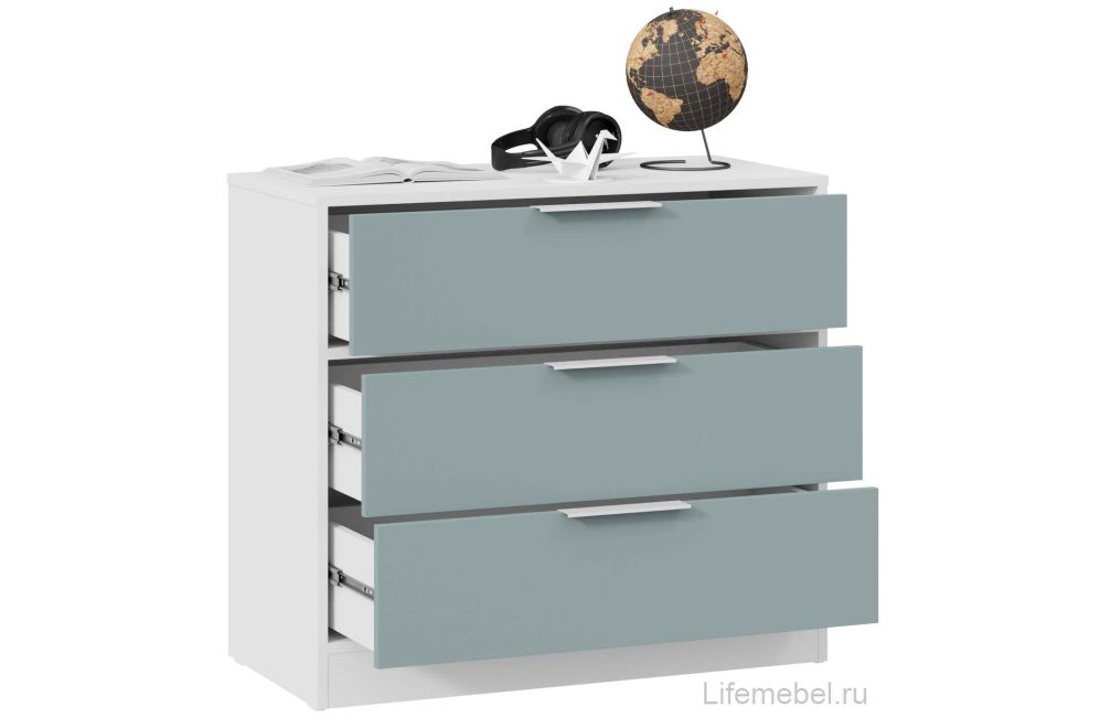 Комод Марли белый / серо-голубой