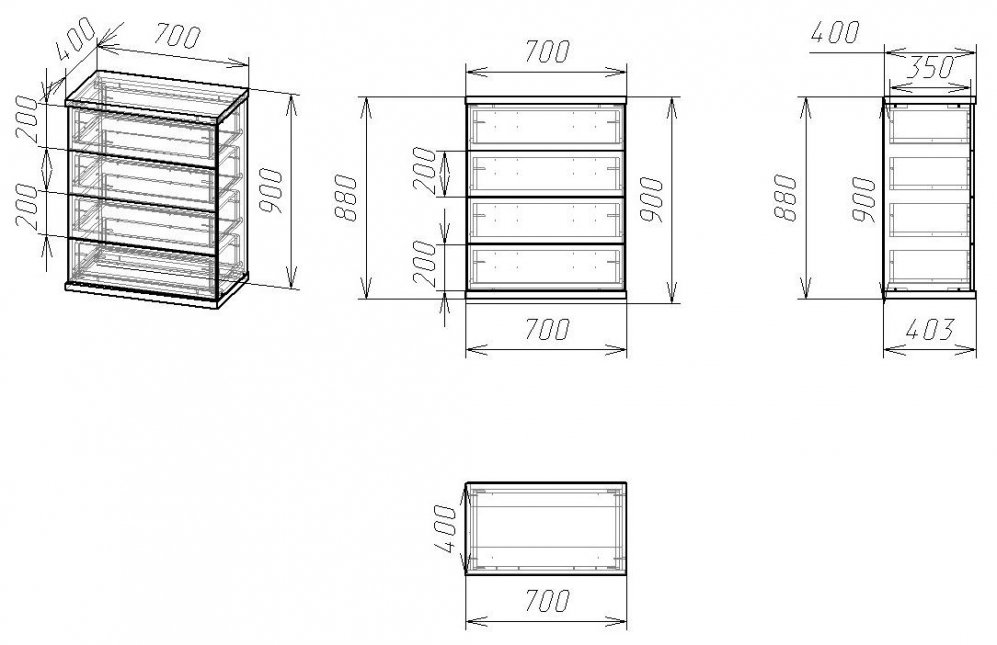 Комод Мебелайн-1 венге / дуб молочный