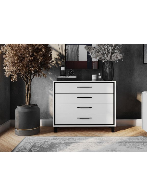 Комод Мельбурн 1408.М2 белый / черный