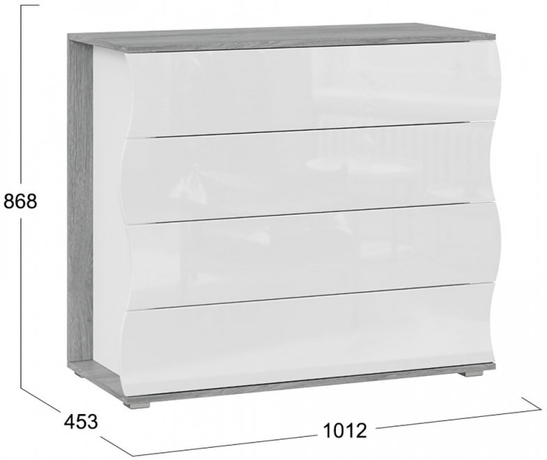 Комод Миранда дуб гамильтон / белый глянец