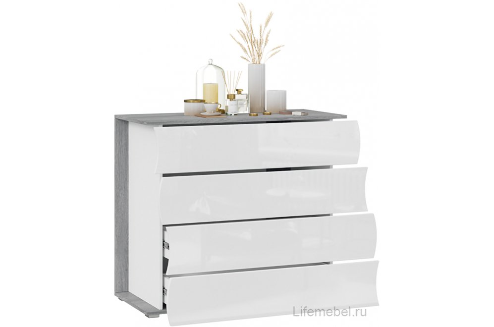 Комод Миранда дуб гамильтон / белый глянец
