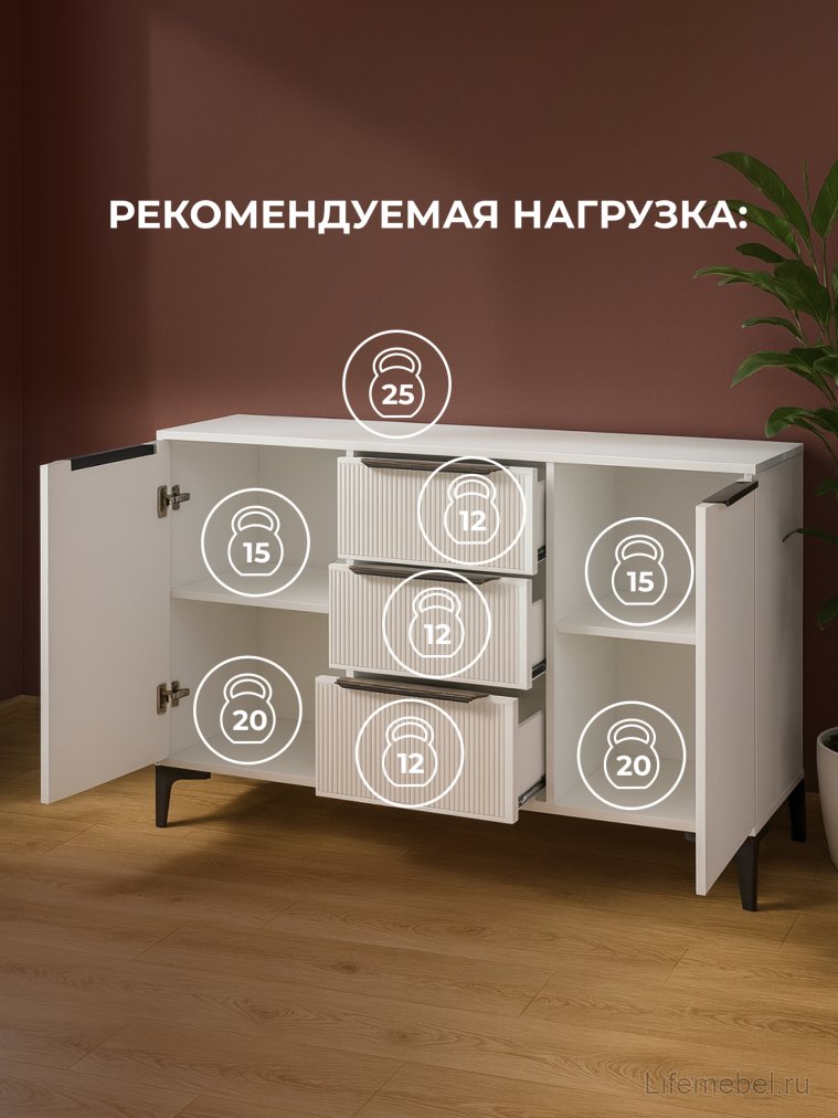 Комод Иадама белый / белый глянец