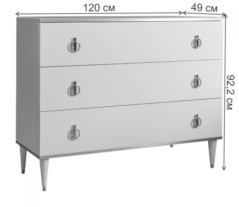 Комод Rimini белый / серебро
