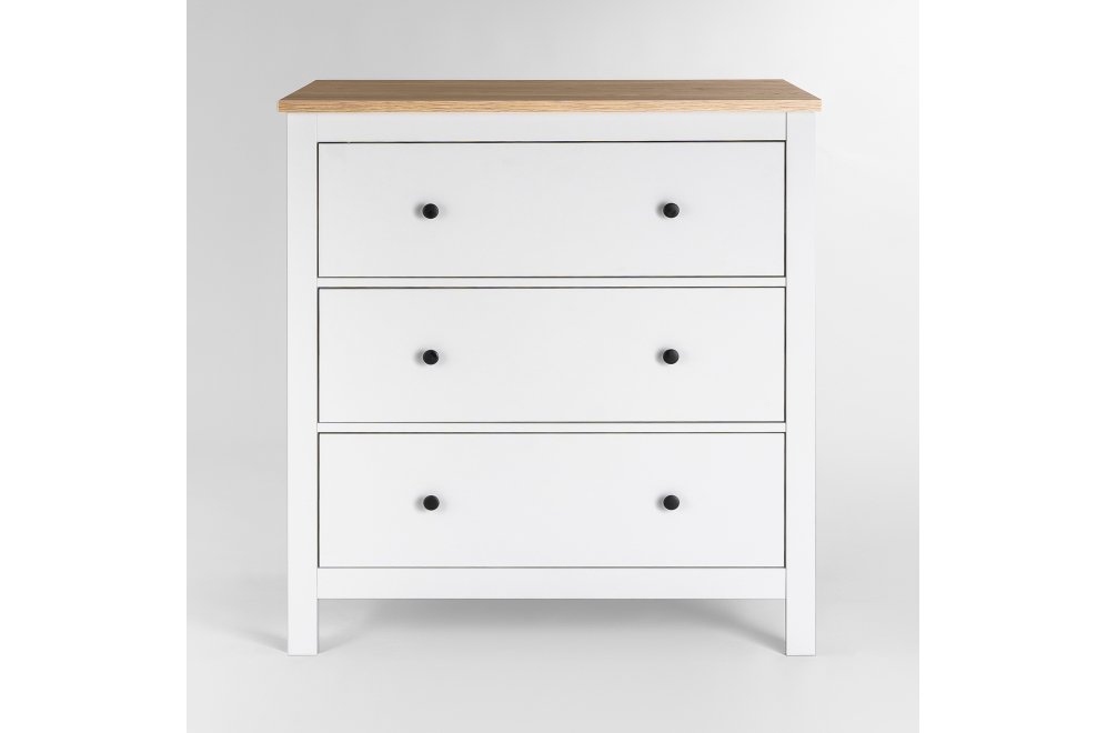 Комод Сага 3 ящика белый / ясень