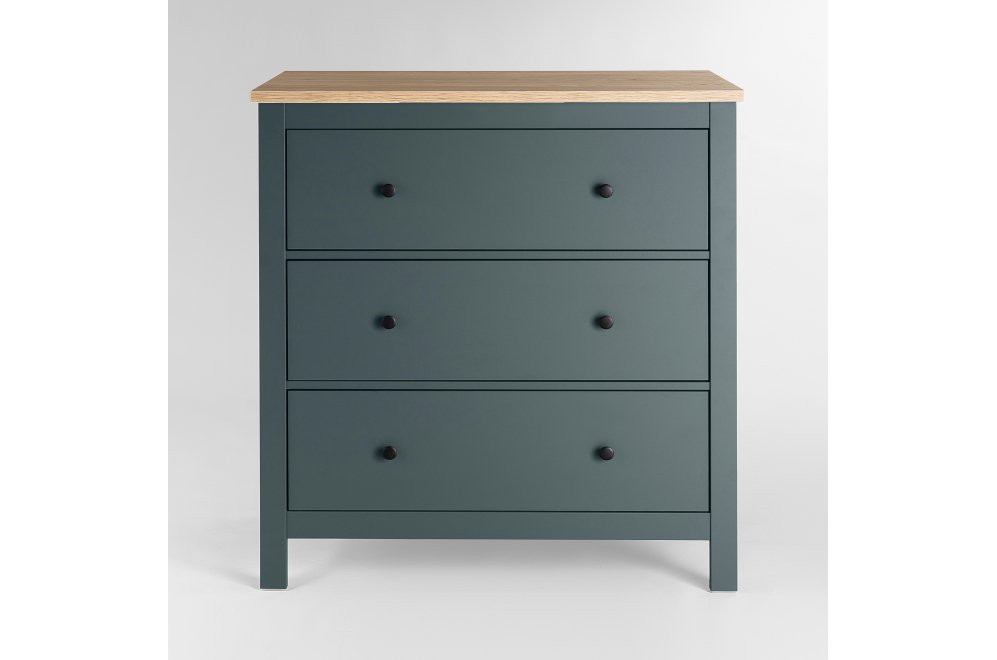 Комод Сага 3 ящика бирюзовый / ясень