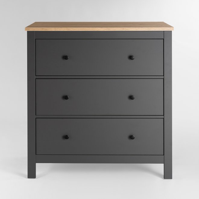 Комод Сага 3 ящика серый / ясень