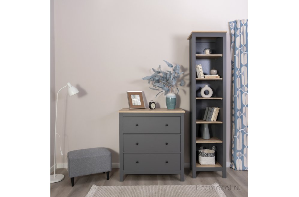 Комод Сага 3 ящика серый / ясень