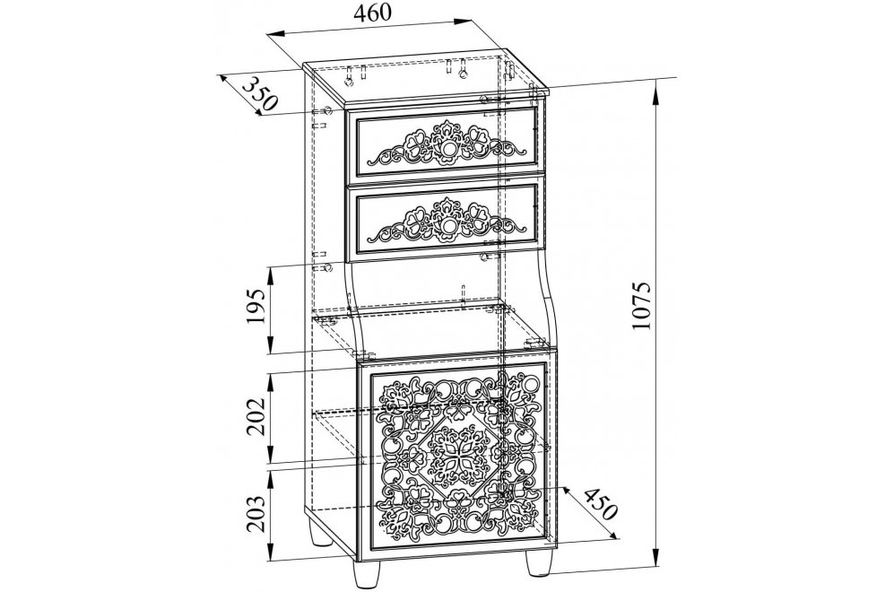 Комод Соня Премиум СО-18К ясень патина