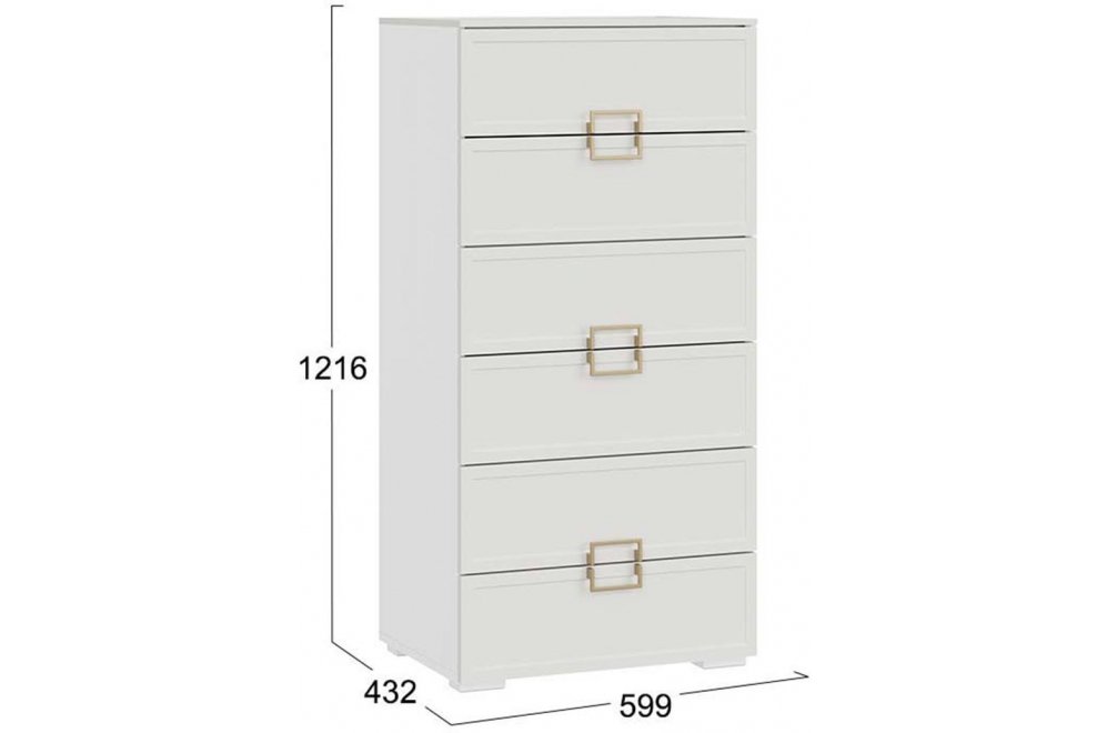 Комод Стелла белый холст / белый жемчуг