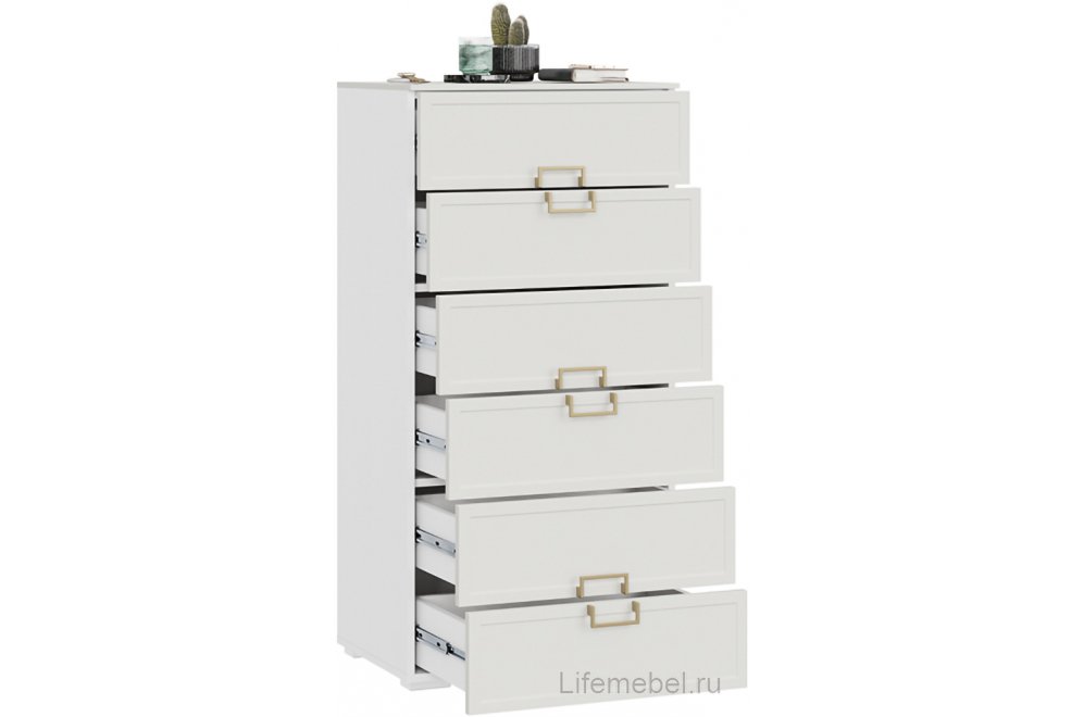 Комод Стелла белый холст / белый жемчуг