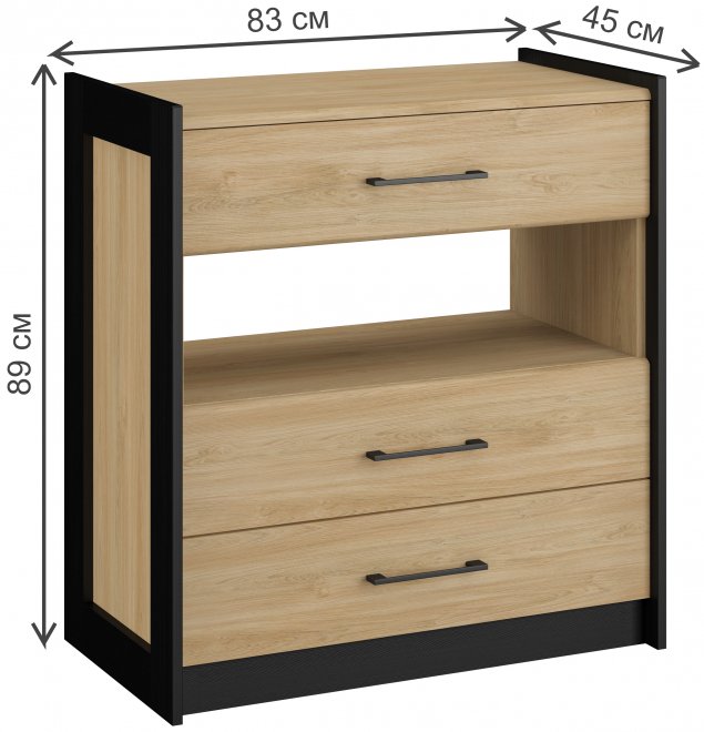 Комод Стенли МН-037-06 дуб прованс / черный / дуб прованс