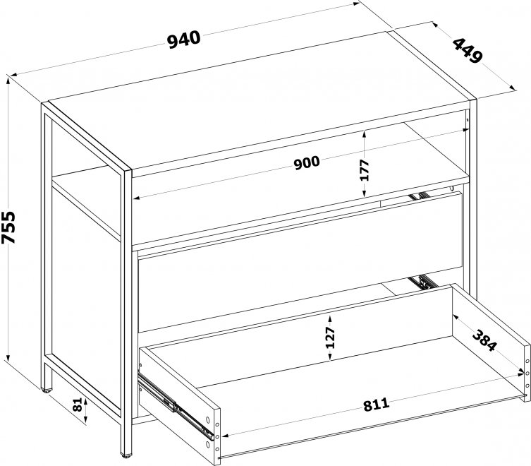 Комод Т-400 лдсп бетон