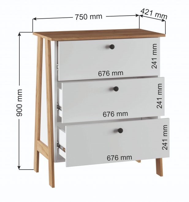 Комод Теодора белый / крафт золотой