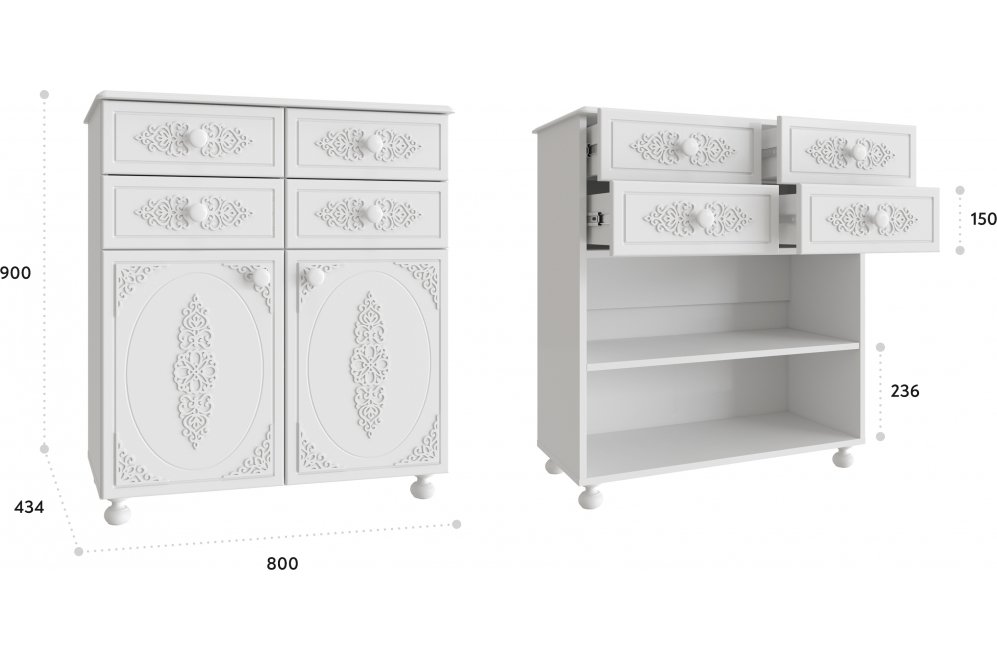 Комод Ассоль АС-18 белое дерево