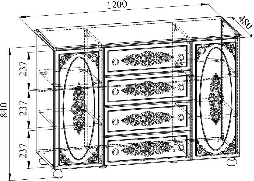 Комод Ассоль АС-19 белое дерево