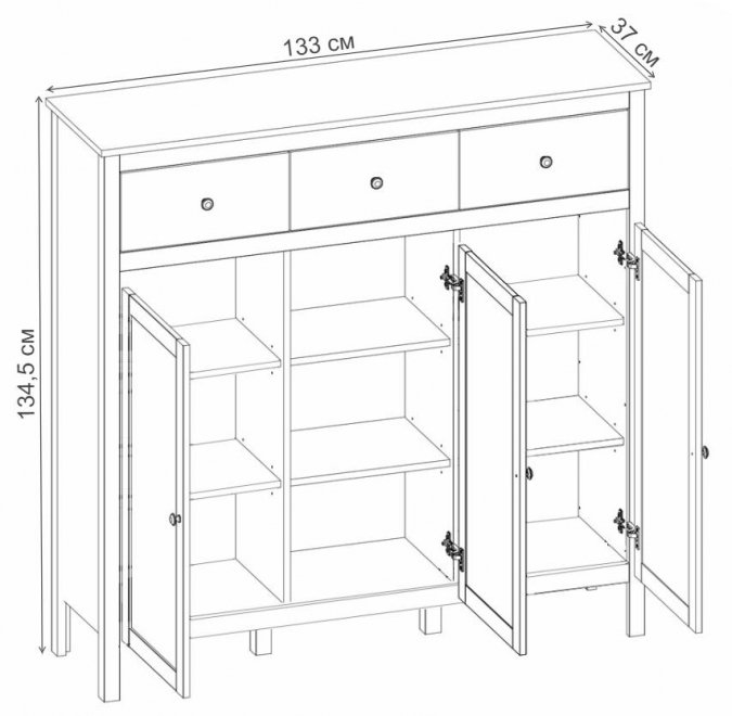Комод Хельга KOM3D3S белый