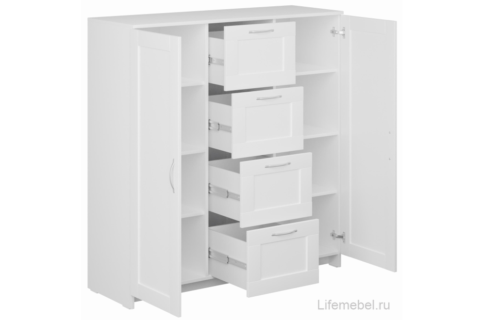 Комод Сириус 117х123 2 двери / 4 ящика белый