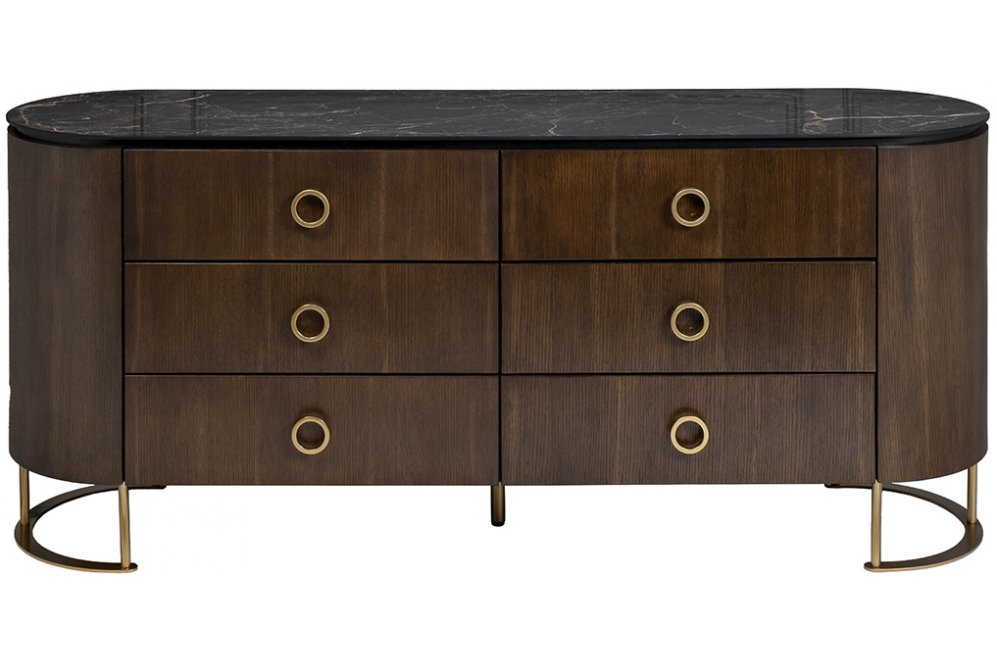 Комод Уэйн черный / темный орех